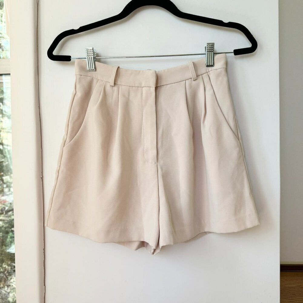 New Amanda Uprichard Jane Tailored Shorts In Bone Cream Revolve Xs